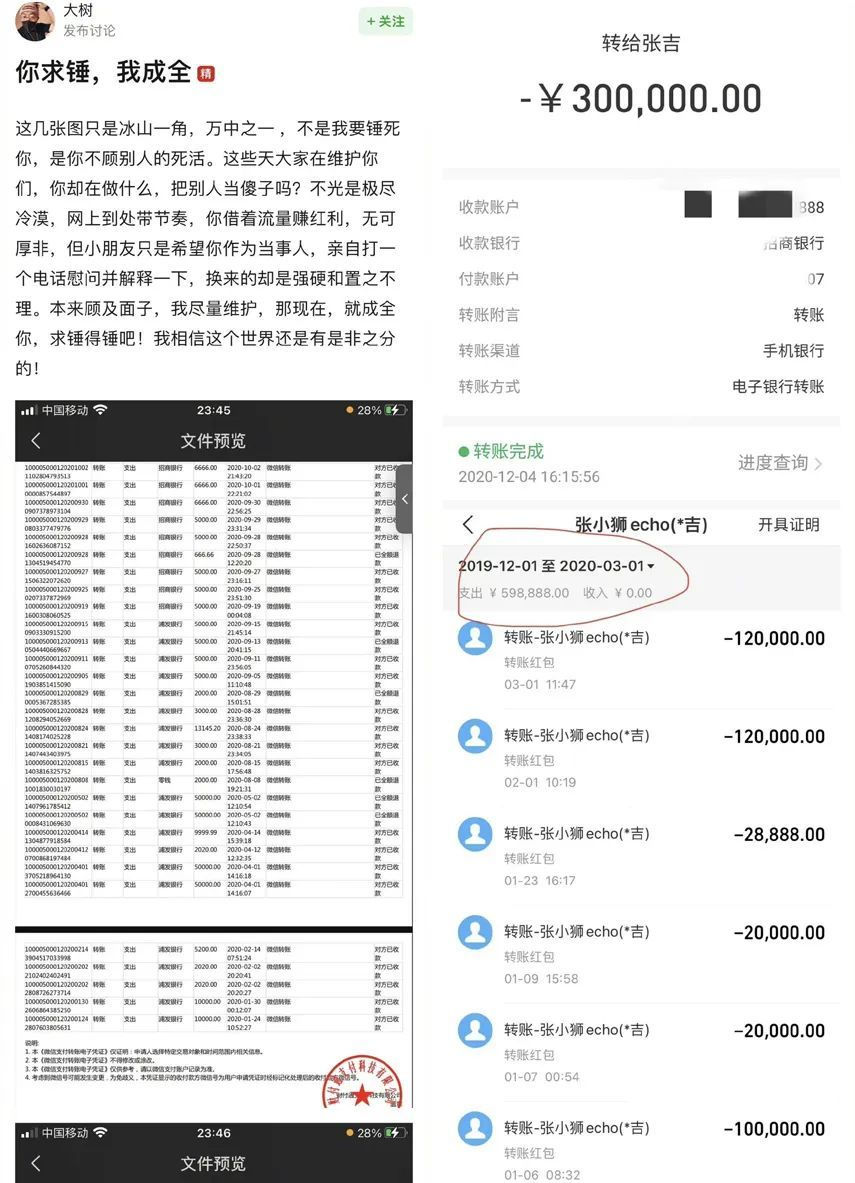 榜一大哥转账2000万，女网红张小狮回应，不是打赏(shǎng)而是“资助”_黑料正能量